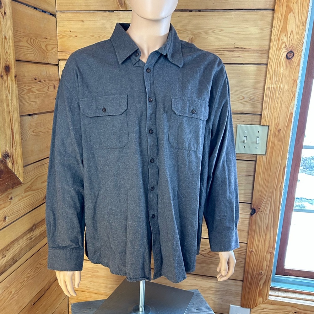 Cotton Charcoal Grey Heavyweight Flannel Shirt Mens Size 2XL Penmans